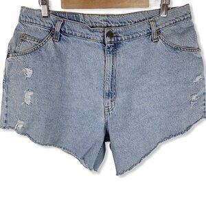 Vintage Levis Jean Shorts 18 Distressed Cut Offs White Tab 950 Relaxed Fit 90s